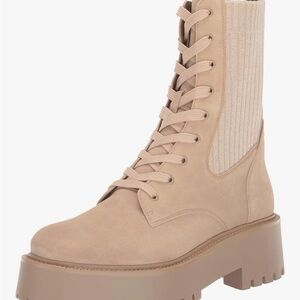 Sam Edelman Beige Lace-Up Platform Boots